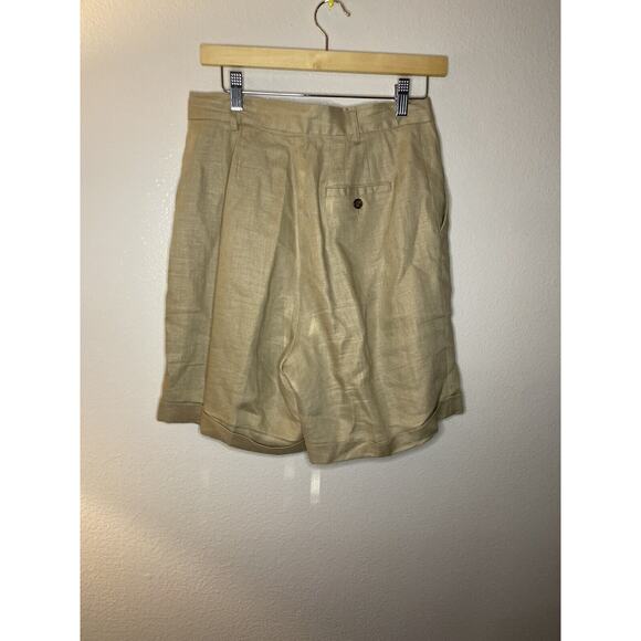 Nordstrom Classiques Women’s Tan Pleated High Waisted Size 10 Linen VTG 80s 90s - Picture 2 of 9